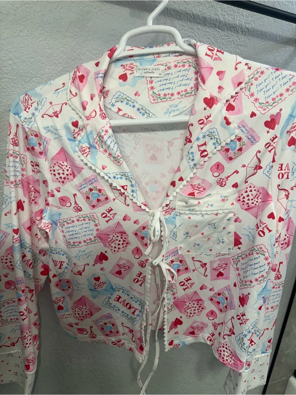Altar'd State Pink & Blue 'Love' Heart Print Girls' Pajama Bottoms